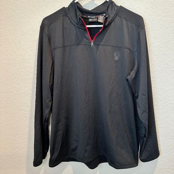 Men’s Spyder Active Black Quarter Zip ProWEB Logo Pullover Jacket - Size M EUC - Picture 1 of 6